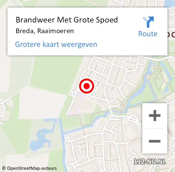 Locatie op kaart van de 112 melding: Brandweer Met Grote Spoed Naar Breda, Raaimoeren op 9 juli 2021 22:37