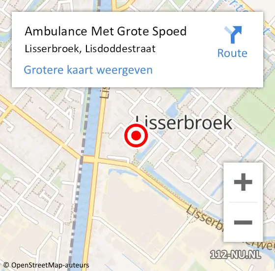 Locatie op kaart van de 112 melding: Ambulance Met Grote Spoed Naar Lisserbroek, Lisdoddestraat op 9 juli 2021 22:43