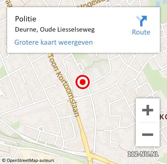 Locatie op kaart van de 112 melding: Politie Deurne, Oude Liesselseweg op 9 juli 2021 22:47