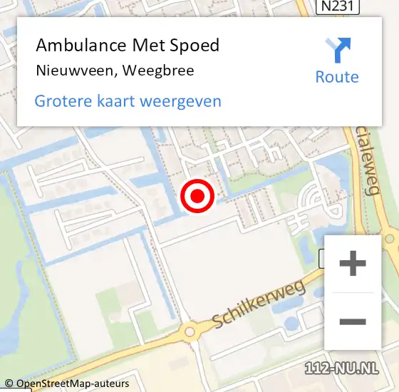 Locatie op kaart van de 112 melding: Ambulance Met Spoed Naar Nieuwveen, Weegbree op 16 juni 2014 00:43