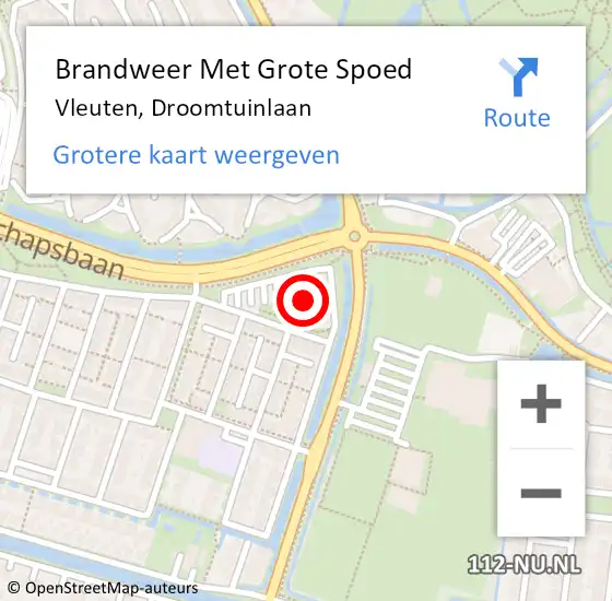 Locatie op kaart van de 112 melding: Brandweer Met Grote Spoed Naar Vleuten, Droomtuinlaan op 9 juli 2021 23:18