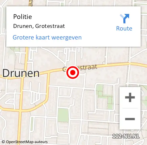 Locatie op kaart van de 112 melding: Politie Drunen, Grotestraat op 9 juli 2021 23:23