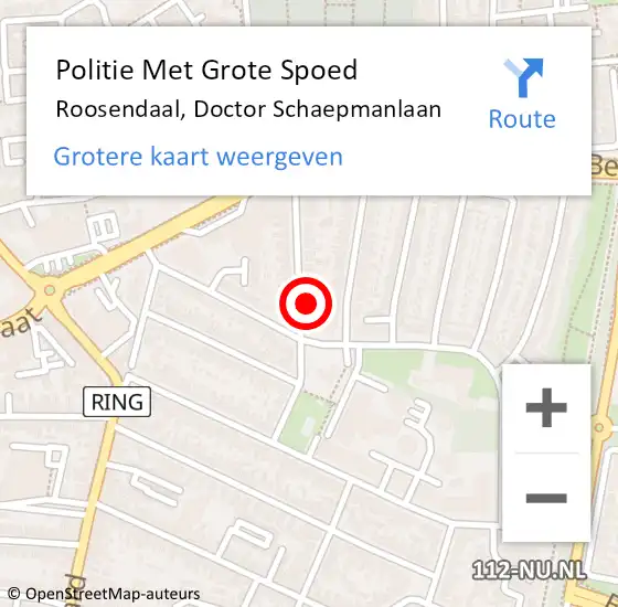 Locatie op kaart van de 112 melding: Politie Met Grote Spoed Naar Roosendaal, Doctor Schaepmanlaan op 9 juli 2021 23:35