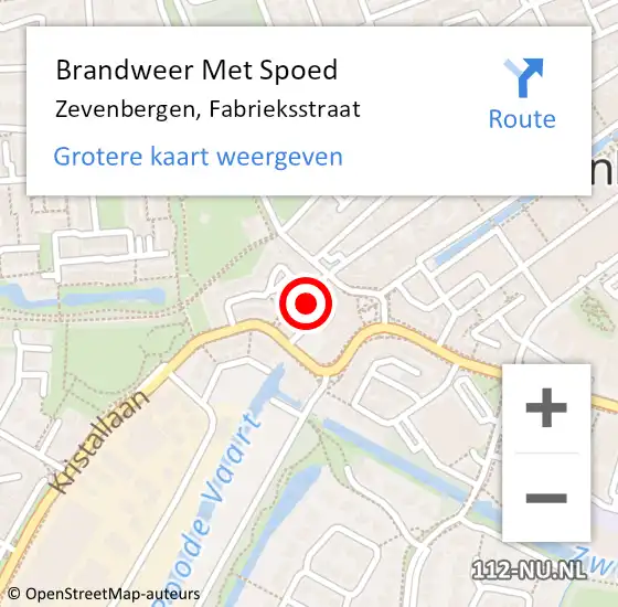 Locatie op kaart van de 112 melding: Brandweer Met Spoed Naar Zevenbergen, Fabrieksstraat op 9 juli 2021 23:47