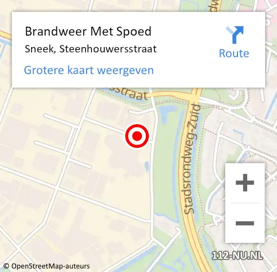 Locatie op kaart van de 112 melding: Brandweer Met Spoed Naar Sneek, Steenhouwersstraat op 10 juli 2021 00:01