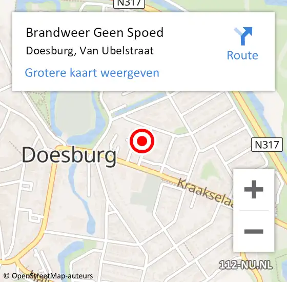 Locatie op kaart van de 112 melding: Brandweer Geen Spoed Naar Doesburg, Van Ubelstraat op 10 juli 2021 00:38