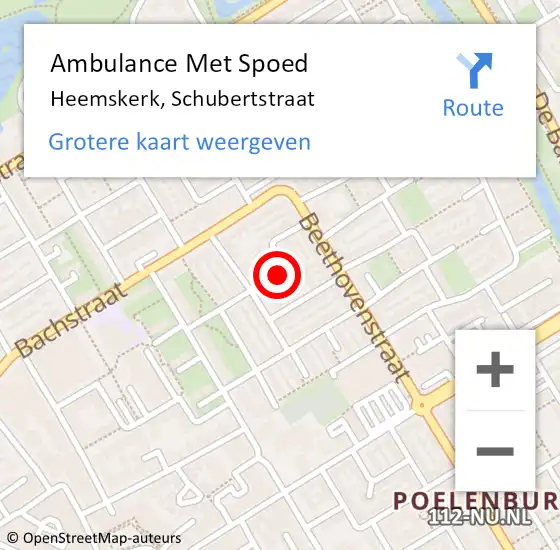 Locatie op kaart van de 112 melding: Ambulance Met Spoed Naar Heemskerk, Schubertstraat op 10 juli 2021 01:29