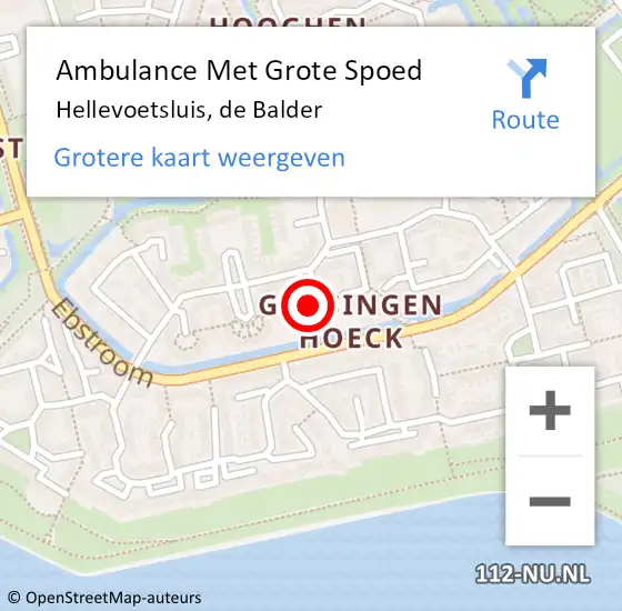 Locatie op kaart van de 112 melding: Ambulance Met Grote Spoed Naar Hellevoetsluis, de Balder op 10 juli 2021 01:34