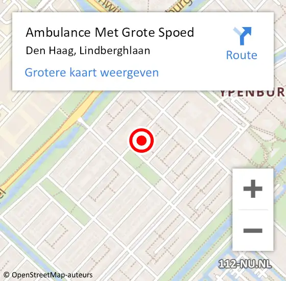 Locatie op kaart van de 112 melding: Ambulance Met Grote Spoed Naar Den Haag, Lindberghlaan op 10 juli 2021 02:02