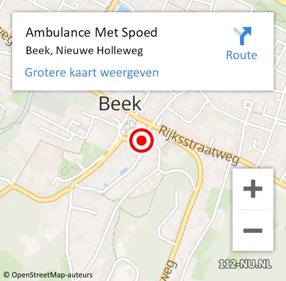 Locatie op kaart van de 112 melding: Ambulance Met Spoed Naar Beek, Nieuwe Holleweg op 10 juli 2021 02:03