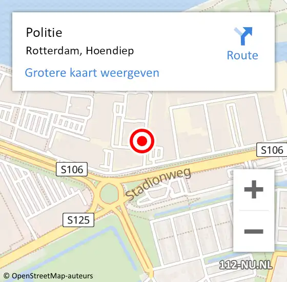 Locatie op kaart van de 112 melding: Politie Rotterdam, Hoendiep op 10 juli 2021 02:11