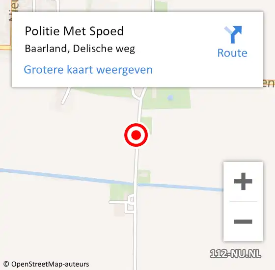 Locatie op kaart van de 112 melding: Politie Met Spoed Naar Baarland, Delische weg op 10 juli 2021 02:13