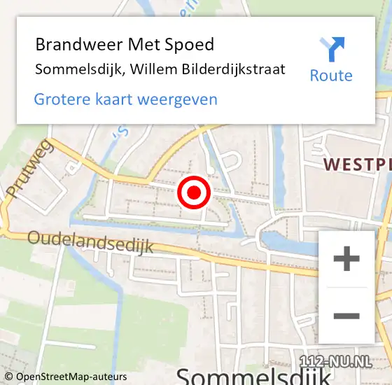 Locatie op kaart van de 112 melding: Brandweer Met Spoed Naar Sommelsdijk, Willem Bilderdijkstraat op 10 juli 2021 02:16