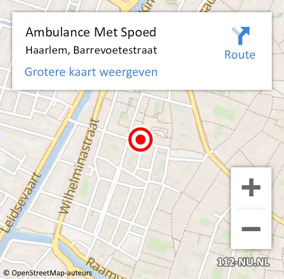 Locatie op kaart van de 112 melding: Ambulance Met Spoed Naar Haarlem, Barrevoetestraat op 10 juli 2021 02:31