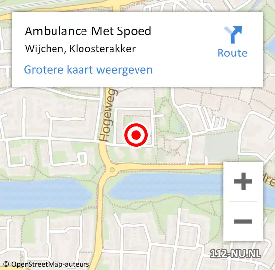 Locatie op kaart van de 112 melding: Ambulance Met Spoed Naar Wijchen, Kloosterakker op 10 juli 2021 02:35