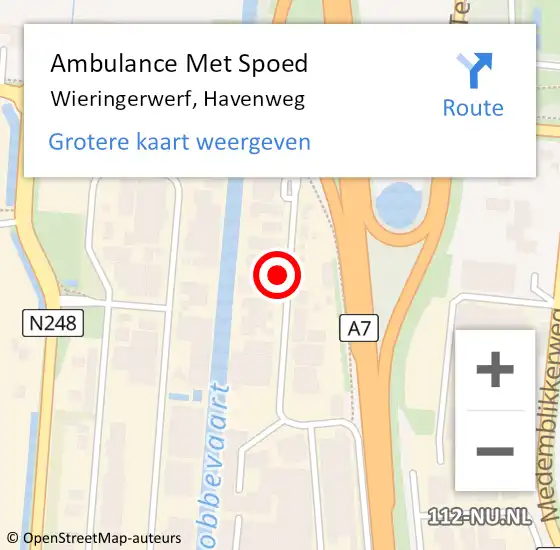 Locatie op kaart van de 112 melding: Ambulance Met Spoed Naar Wieringerwerf, Havenweg op 10 juli 2021 02:36