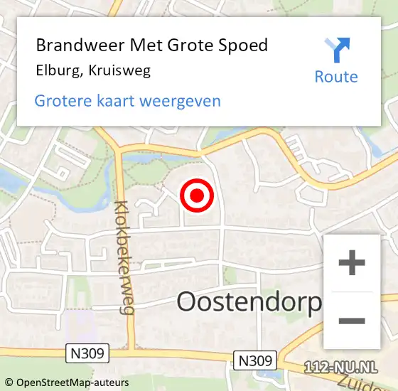 Locatie op kaart van de 112 melding: Brandweer Met Grote Spoed Naar Elburg, Kruisweg op 10 juli 2021 02:38