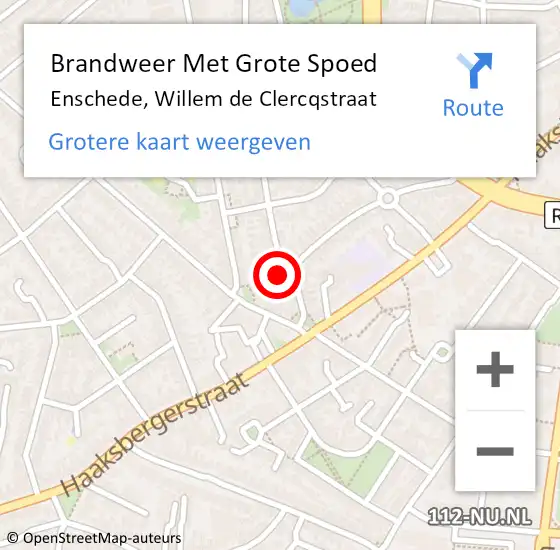 Locatie op kaart van de 112 melding: Brandweer Met Grote Spoed Naar Enschede, Willem de Clercqstraat op 10 juli 2021 02:46