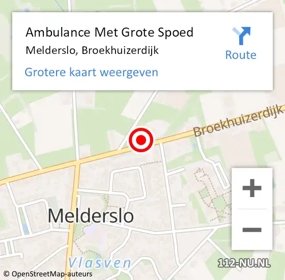 Locatie op kaart van de 112 melding: Ambulance Met Grote Spoed Naar Melderslo, Broekhuizerdijk op 16 juni 2014 01:32