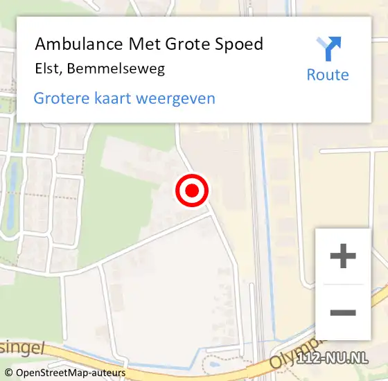 Locatie op kaart van de 112 melding: Ambulance Met Grote Spoed Naar Elst, Bemmelseweg op 10 juli 2021 03:57