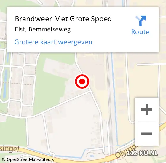 Locatie op kaart van de 112 melding: Brandweer Met Grote Spoed Naar Elst, Bemmelseweg op 10 juli 2021 04:07