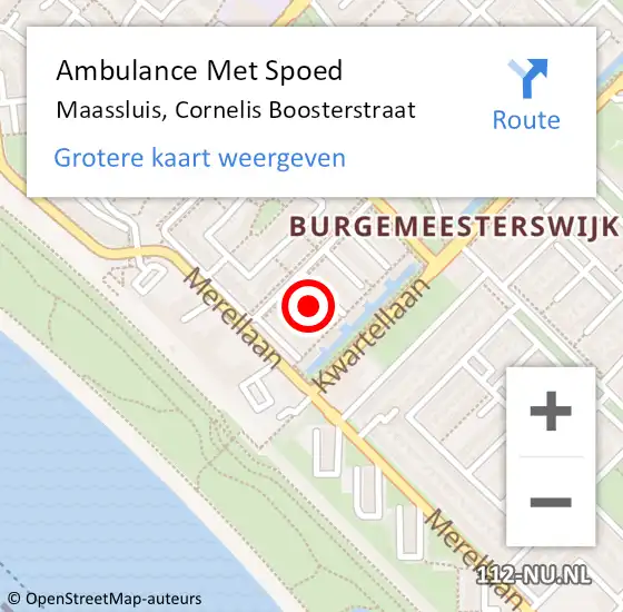 Locatie op kaart van de 112 melding: Ambulance Met Spoed Naar Maassluis, Cornelis Boosterstraat op 10 juli 2021 04:32