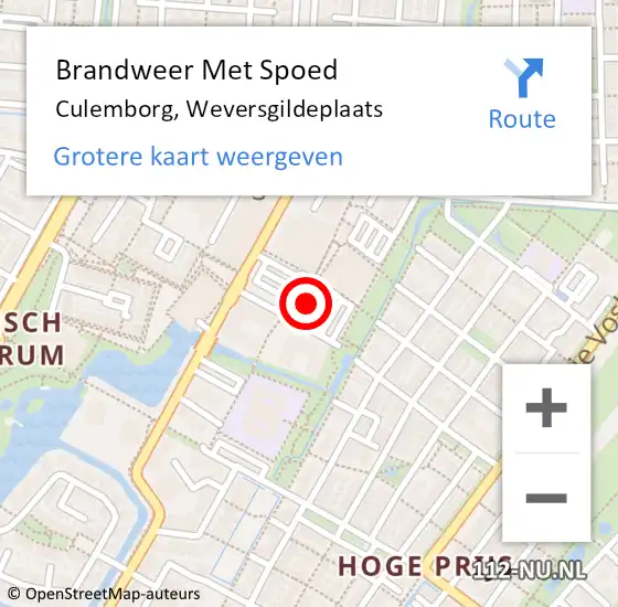 Locatie op kaart van de 112 melding: Brandweer Met Spoed Naar Culemborg, Weversgildeplaats op 10 juli 2021 05:06