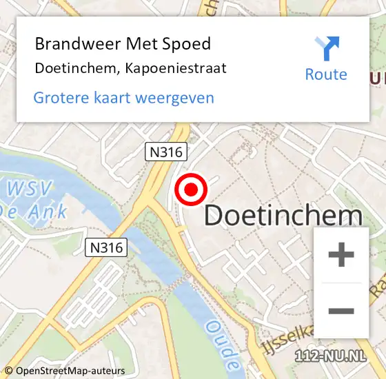 Locatie op kaart van de 112 melding: Brandweer Met Spoed Naar Doetinchem, Kapoeniestraat op 10 juli 2021 05:17