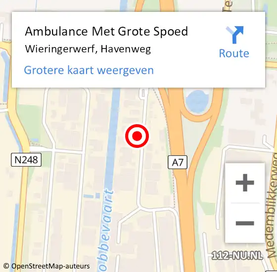 Locatie op kaart van de 112 melding: Ambulance Met Grote Spoed Naar Wieringerwerf, Havenweg op 10 juli 2021 05:33