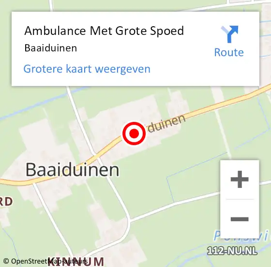 Locatie op kaart van de 112 melding: Ambulance Met Grote Spoed Naar Baaiduinen op 16 juni 2014 02:00