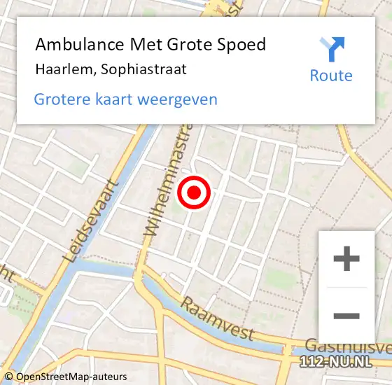 Locatie op kaart van de 112 melding: Ambulance Met Grote Spoed Naar Haarlem, Sophiastraat op 10 juli 2021 06:12