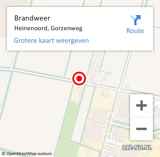 Locatie op kaart van de 112 melding: Brandweer Heinenoord, Gorzenweg op 10 juli 2021 07:29