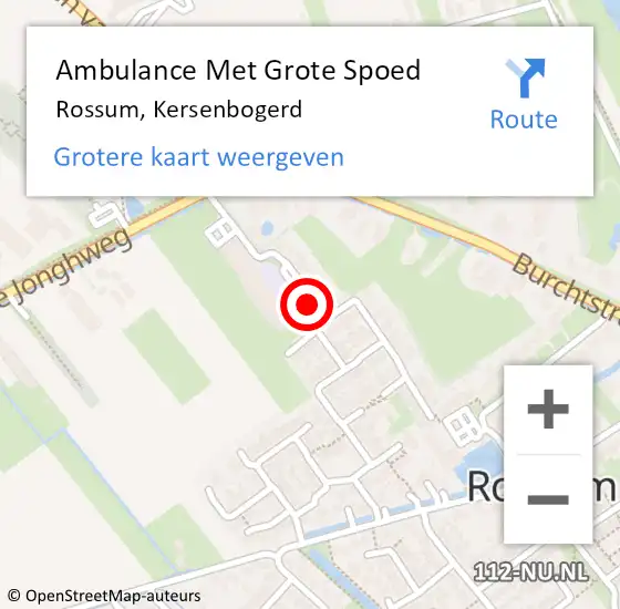 Locatie op kaart van de 112 melding: Ambulance Met Grote Spoed Naar Rossum, Kersenbogerd op 10 juli 2021 07:41