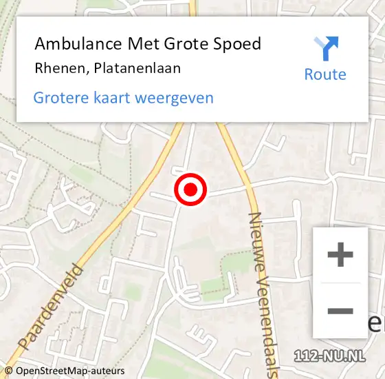 Locatie op kaart van de 112 melding: Ambulance Met Grote Spoed Naar Rhenen, Platanenlaan op 10 juli 2021 08:05