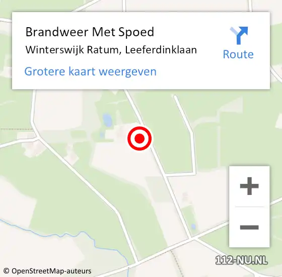 Locatie op kaart van de 112 melding: Brandweer Met Spoed Naar Winterswijk Ratum, Leeferdinklaan op 10 juli 2021 08:11
