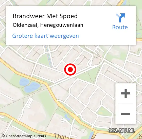 Locatie op kaart van de 112 melding: Brandweer Met Spoed Naar Oldenzaal, Henegouwenlaan op 10 juli 2021 08:54