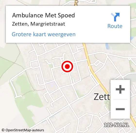Locatie op kaart van de 112 melding: Ambulance Met Spoed Naar Zetten, Margrietstraat op 10 juli 2021 09:02