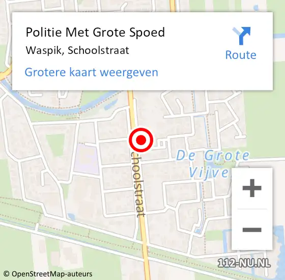 Locatie op kaart van de 112 melding: Politie Met Grote Spoed Naar Waspik, Schoolstraat op 10 juli 2021 09:02