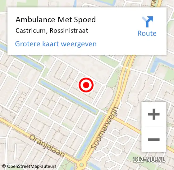 Locatie op kaart van de 112 melding: Ambulance Met Spoed Naar Castricum, Rossinistraat op 10 juli 2021 09:24