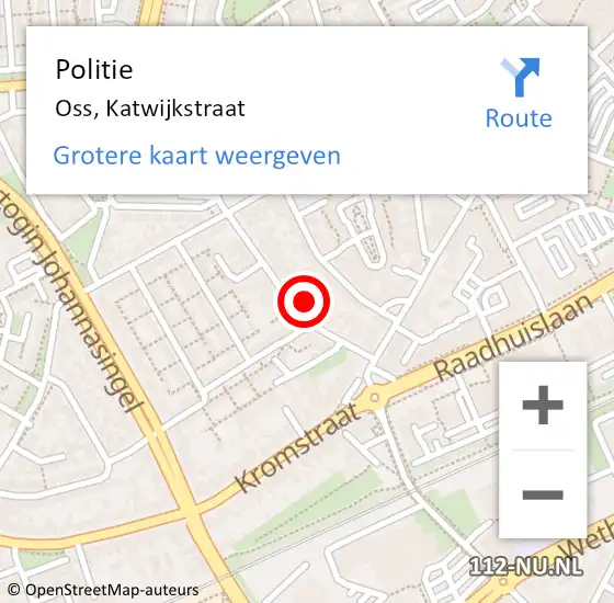 Locatie op kaart van de 112 melding: Politie Oss, Katwijkstraat op 10 juli 2021 10:13