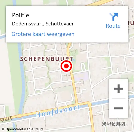 Locatie op kaart van de 112 melding: Politie Dedemsvaart, Schuttevaer op 10 juli 2021 10:14