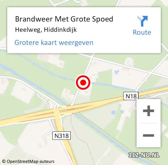 Locatie op kaart van de 112 melding: Brandweer Met Grote Spoed Naar Heelweg, Hiddinkdijk op 10 juli 2021 10:17