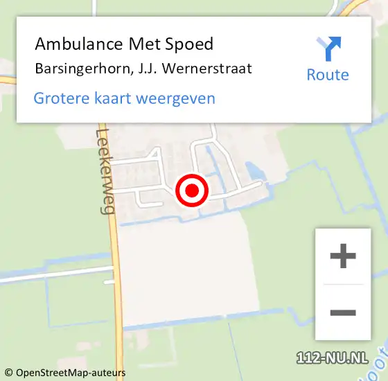 Locatie op kaart van de 112 melding: Ambulance Met Spoed Naar Barsingerhorn, J.J. Wernerstraat op 10 juli 2021 10:42