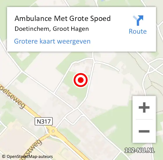 Locatie op kaart van de 112 melding: Ambulance Met Grote Spoed Naar Doetinchem, Groot Hagen op 10 juli 2021 10:42