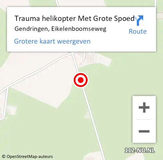 Locatie op kaart van de 112 melding: Trauma helikopter Met Grote Spoed Naar Gendringen, Eikelenboomseweg op 10 juli 2021 11:30