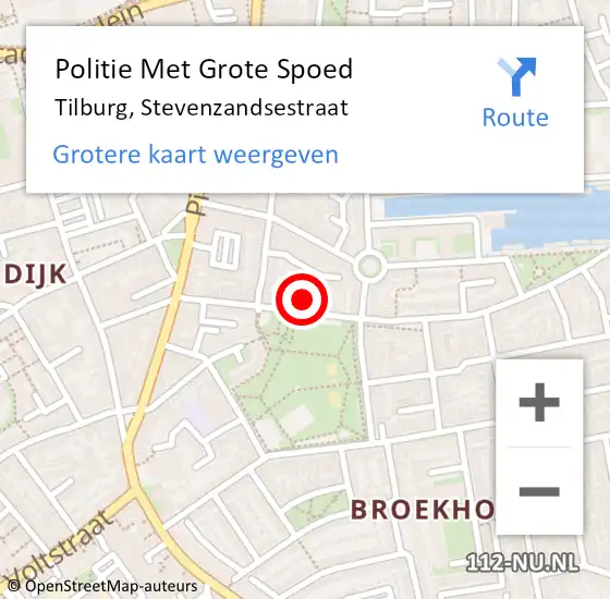 Locatie op kaart van de 112 melding: Politie Met Grote Spoed Naar Tilburg, Stevenzandsestraat op 10 juli 2021 11:34