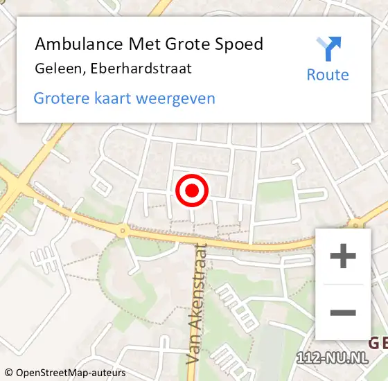 Locatie op kaart van de 112 melding: Ambulance Met Grote Spoed Naar Geleen, Eberhardstraat op 10 juli 2021 12:07