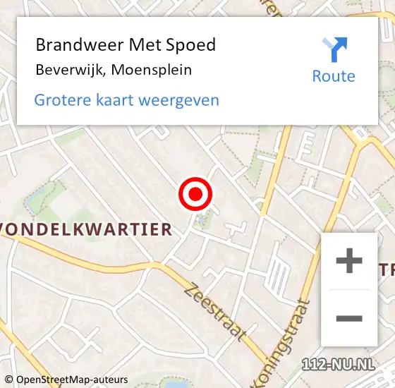 Locatie op kaart van de 112 melding: Brandweer Met Spoed Naar Beverwijk, Moensplein op 10 juli 2021 12:09