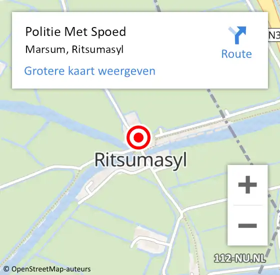 Locatie op kaart van de 112 melding: Politie Met Spoed Naar Marsum, Ritsumasyl op 10 juli 2021 12:11