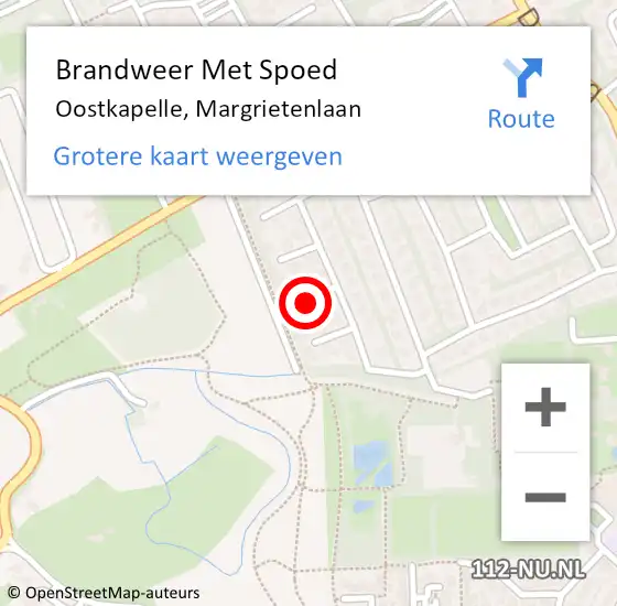 Locatie op kaart van de 112 melding: Brandweer Met Spoed Naar Oostkapelle, Margrietenlaan op 10 juli 2021 12:15